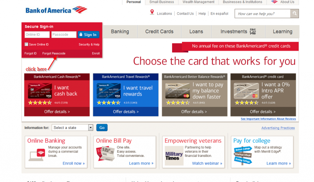 https securitycode bank of america com portal