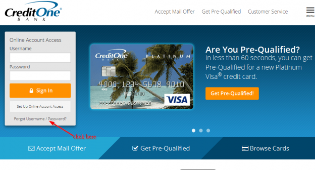 credit one credit card login