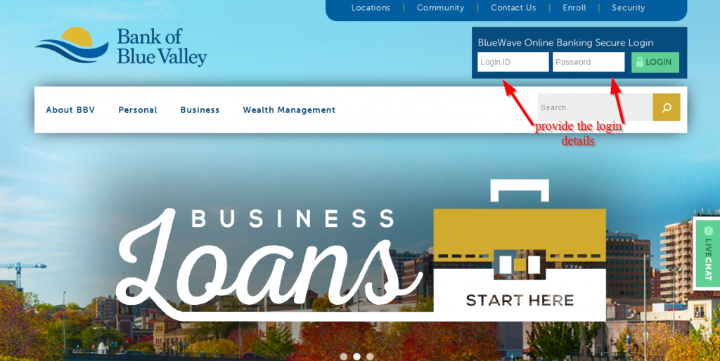 bank of blue valley online