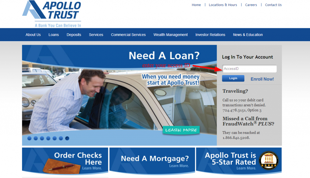 apollo trust online banking login